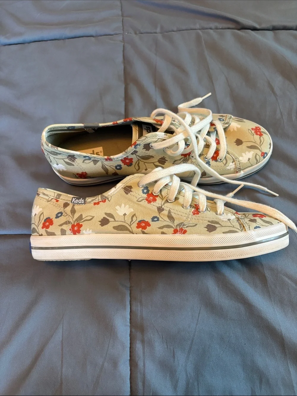 Keds Floral Canvas Sneakers in Beige, Red, Blue